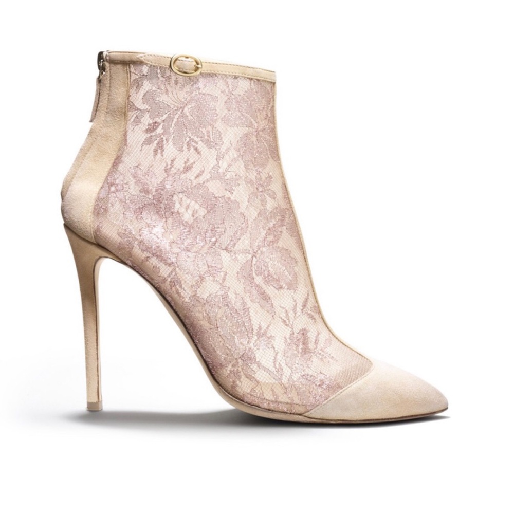 Monique Lhuillier Lace Suede Booties